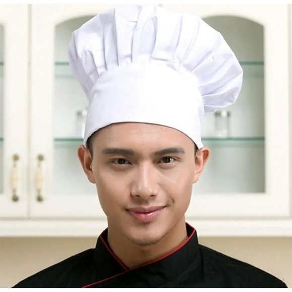 Adjustable Elastic Men Women Mushroom Caps Cooking Kitchen Baker Chef Hat White - Picture 2 of 6